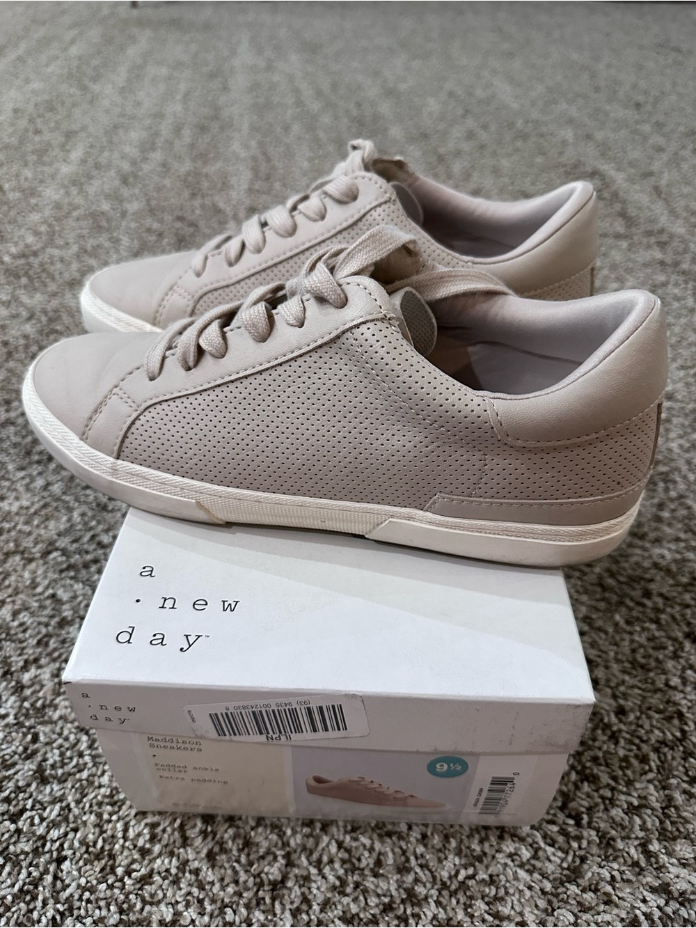 a new day Women's Perforated Lace-Up Sneakers - Light Beige